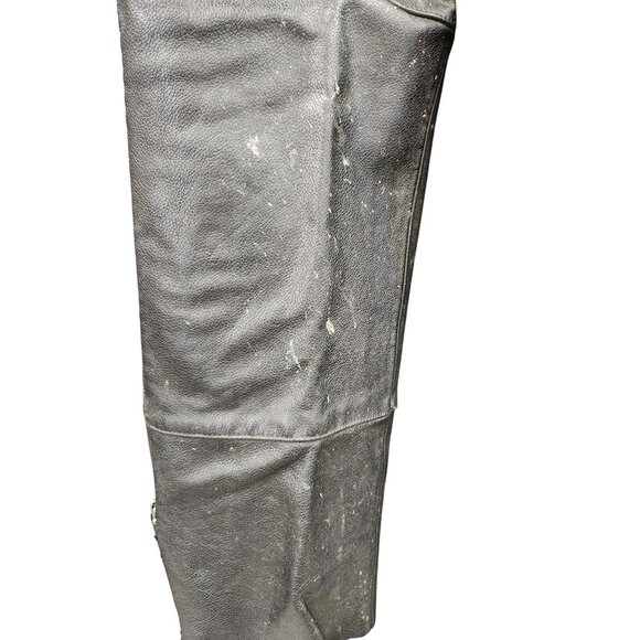 Harley-Davidson Leather Motorcycle Riding Chaps Black Men’s Medium Genuine Leath - Picture 9 of 16